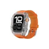 Ледниковый белый + апельсиновый флуоресцентный резиновый ремешок с серебряной пряжкой