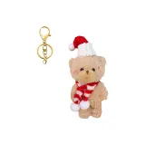 GJ365 Белый Шарф Рождество Коричневый Румяна Медведь с Золотым Брелоком