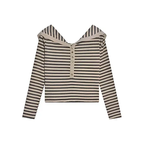 YINLEI Черный хаки Полосы Женская Трикотаж