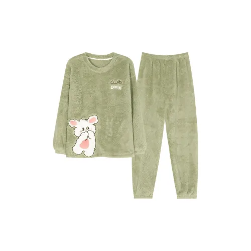 Aidai Горчичный Зеленый Женский Пижамный Комплект