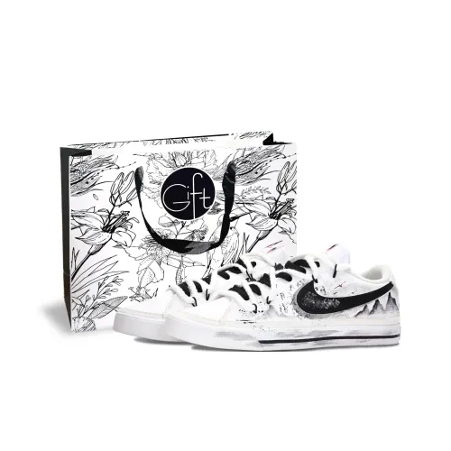 Nike Court Legacy Механический Spirit Bird Collection Устойчивые к истиранию Низкие Скейтбординг Кроссовки Женские Черный Белый