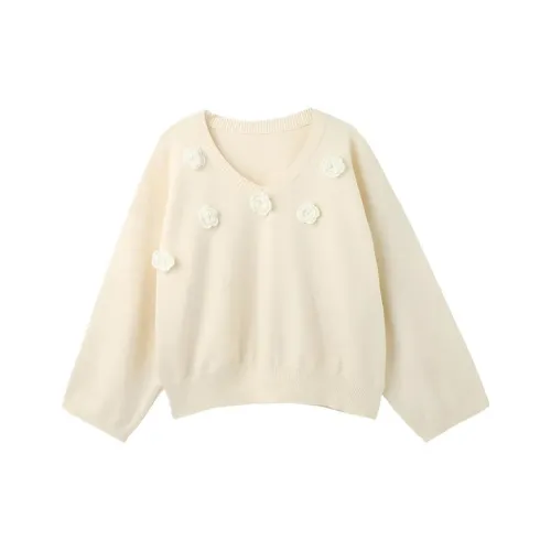 GUOZHEN Экрю Женская Трикотажная