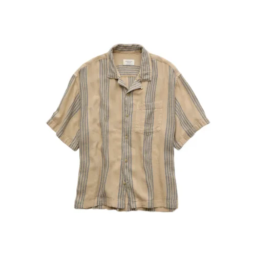 AMERICAN EAGLE Ae POOLSIDE Linen Blend Striped Shirt Men's