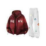 Бордовый + Белый Серый Спортивные брюки