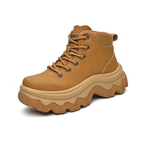 FANDE Желтые ботинки Повседневные Увеличение высоты Платформа Противоскользящие Устойчивые к истиранию Носки Crew