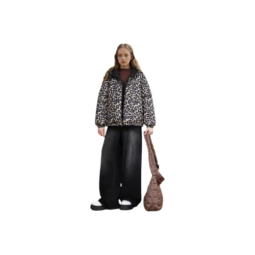 HANSUYI Двусторонний топ с леопардовым принтом хлопковый пуховик школьный возраст