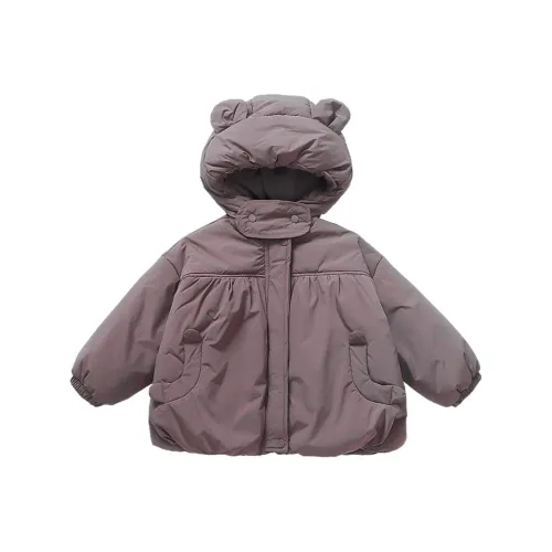 RHOBESAM Little Girl 2434 Стиль Кроличий Ушки С капюшоном Хлопковый пуховик Серо-фиолетовый Для дошкольников Утеплённые куртки