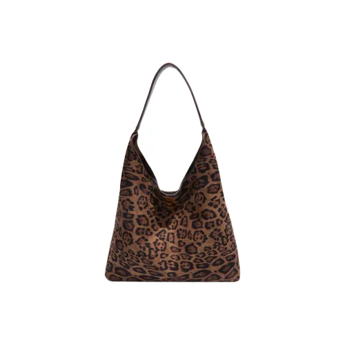 VENUCO Замша Плечевая сумка Стандартная Женская с леопардовым принтом Коричневый Кофейный