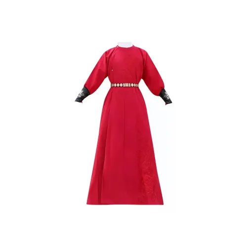 HUANLINGSI Красный Круглый воротник Сиреневый С кожаными вставками Напульсник Мужской Ханьфу