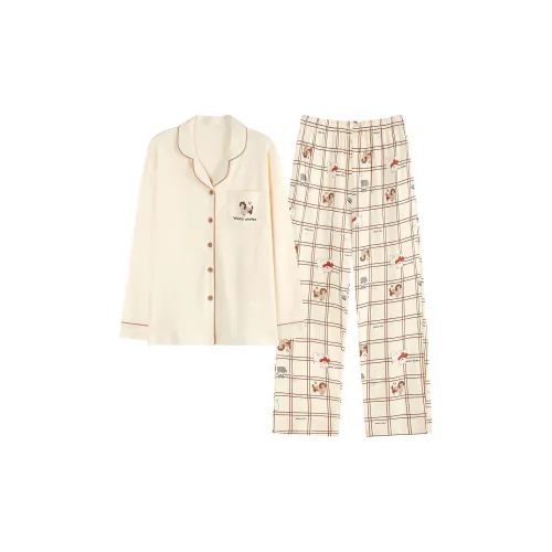 Aidai Кремовый Абрикос Женские Пижамные Комплекты