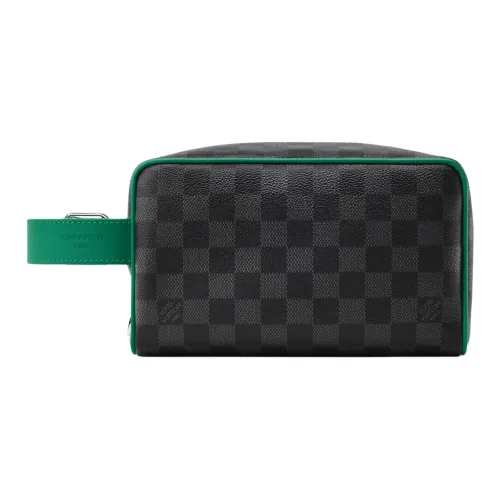 LOUIS VUITTON Dopp Kit Damier Графитовый Покрытый холст Туалетная сумка Мужская Borneo Зеленый