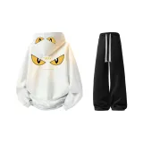 Светлый Фотиния Серый Свитшот + Черные Повседневные Штаны