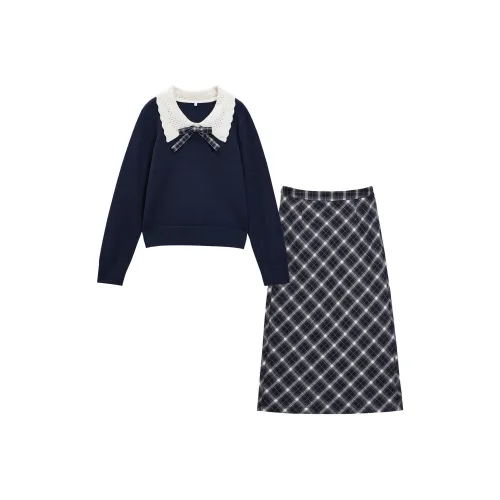 AIYIFU Темно-синий женский комплект с юбкой