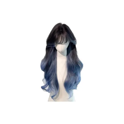LIANXIANGKE Перука Женская Синий Балаяж Градиент Прямой Длинный Естественный Бесшовный Высокотемпературный Пряжа
