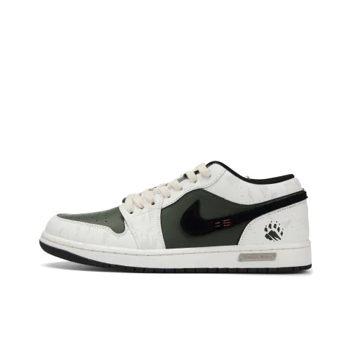 Jordan Air Jordan 1 FOREST LETTER Износостойкий Низкий Топ Винтажные Баскетбольные Кроссовки Унисекс Экрю