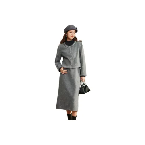 AIYIFU Светло-серый женский комплект с юбкой