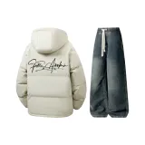 Комплект одежды (Топ в цвете овсяный + винтажные синие штаны)