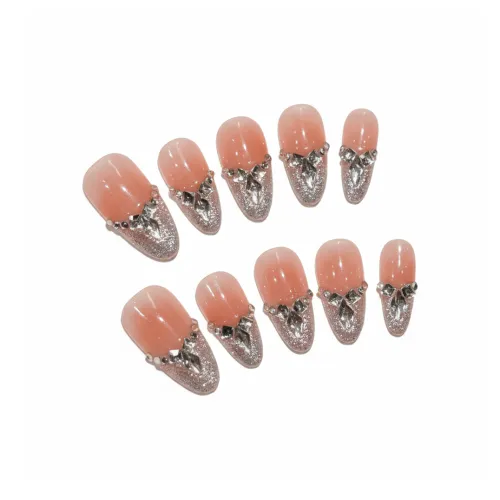 Rui Jin Весенний Летний Ручной Циркон False Nail Миндаль Яркий цвет Однотонный Кошачий глаз