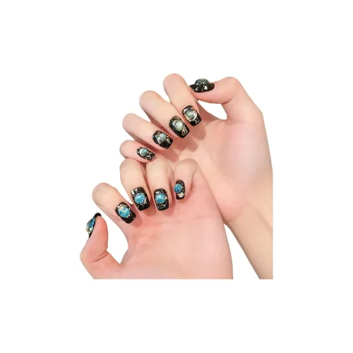 Fanze Черный Эльф Пузырьки Handcrafted False Nail Короткий LADDER Готический Румяна Stain Кошачий глаз 15mm