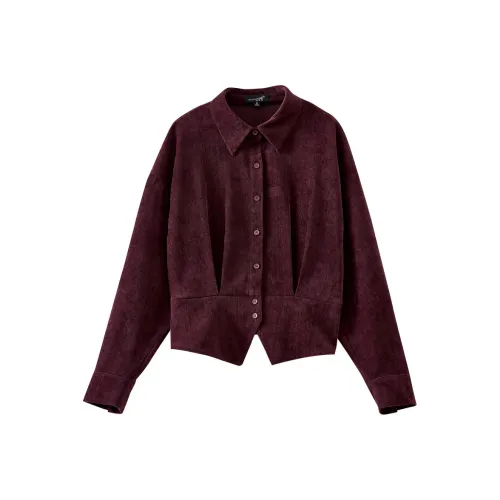 OUNIXUE Бургунди Женские Рубашки