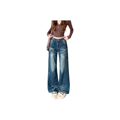 GUOZHEN Винтажные синие женские джинсы