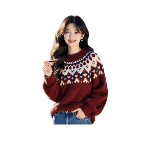 Langqing Красный С подарками Бренд Наклеенный Женские Трикотаж