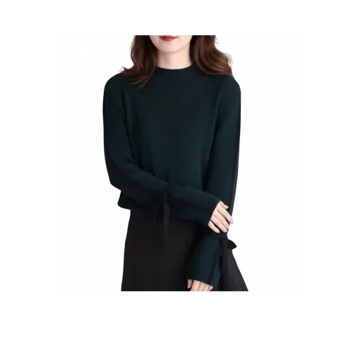 Langqing Зеленый с бесплатным брендом наклеенный женский трикотаж