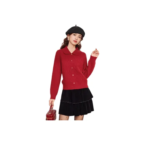 AIYIFU Анкора Красный Женский Трикотаж