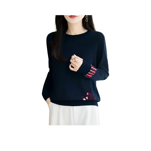 Mu Xiao Xin Темно-синий Синий С подарками MU Xiaoxin Бренд Наклеенный Женский Трикотаж