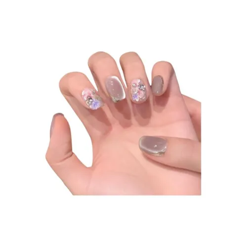 XNTX Handcrafted False Nail Polish Стикер False Nail Короткий Квадрат Овал Фиолетовые оттенки Телесный Стиль Instagram