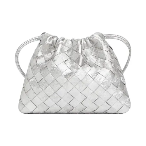 Bottega Veneta Овечья кожа Сумка через плечо Маленькая Женская Серебряный