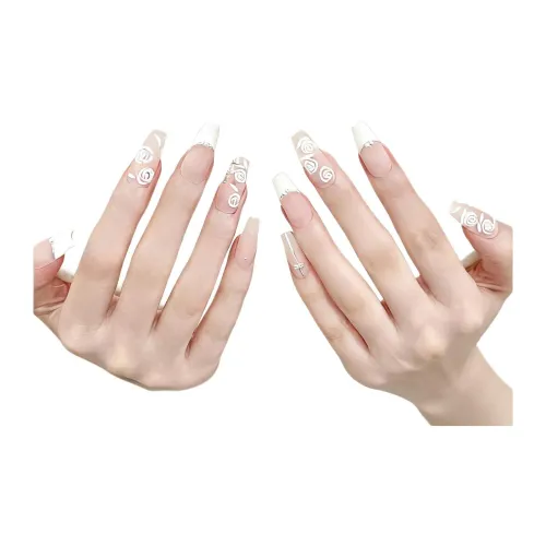 RUIJIN Сушеная роза Осветляющий Летний Премиум Богатый Девушка Матовый Ручной Рисунок Розовый Дизайн False Nail