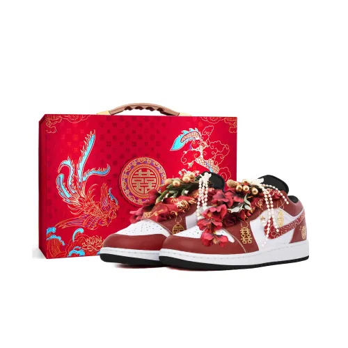 Jordan Air Jordan 1 Легкий визуально увеличивает рост Низкий Топ Винтажные баскетбольные кроссовки Мужской Свадебный Красный