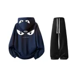 Темно-синий свитшот + черные повседневные штаны