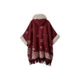 Красный плащ-снежинка пальто