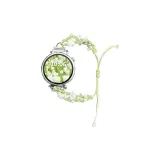 [Зеленый] Двойной ряд лотос, жемчужный, ткань, вязаный ремешок