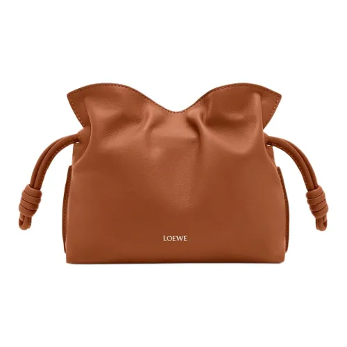 LOEWE Flamenco Napa Голень Кожа Клатч Мини Женские Белка Коричневый
