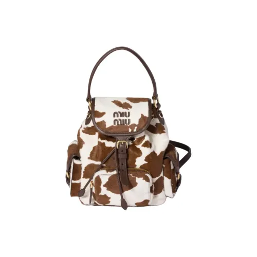MIU MIU Телячья кожа Рюкзак Женская Белый и Огненно-красный