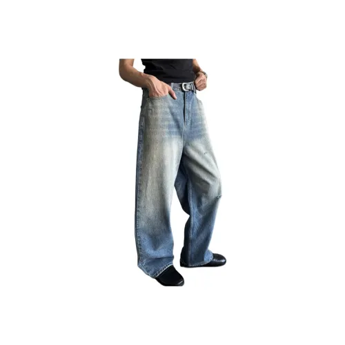 ONENINE34PM Темно-синий Унисекс Джинсы