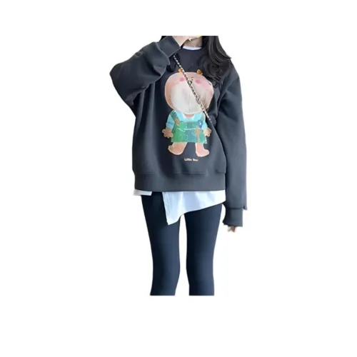 Mu Xiao Xin Черный Бесплатно Подарочный комплект с MU Xiaoxin Бренд Наклеенный Женские Свитшоты