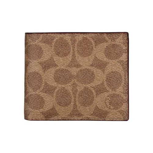 COACH MINT+SERF Collaboration Collection Кошелек из искусственной кожи маленький мужской коричневый желтый