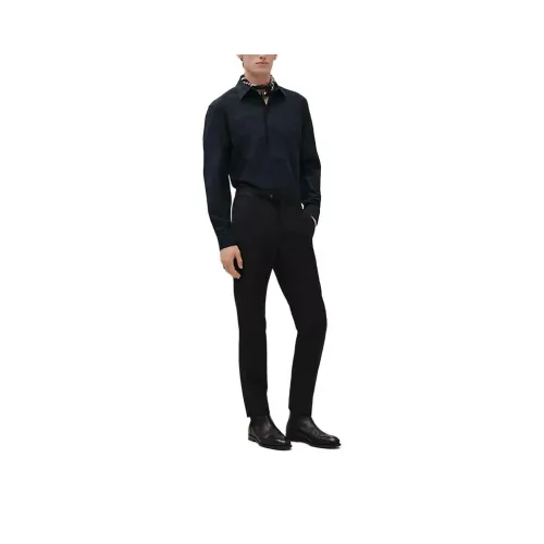 HERMES Мужские рубашки морского синего цвета