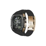 [Черный корпус, розово-золотой средний bezel, черный фторкаучуковый ремешок, подводная пряжка]