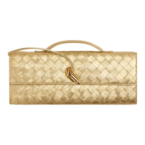 Bottega Veneta Andiamo series Клатч из овечьей шкуры женский золотой