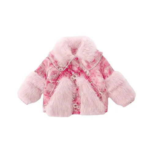 RHOBESAM Маленький Птица Remember Гора Китайский стиль Мех Розовый Дошкольное образование Утеплённые куртки