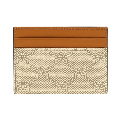 MCM Himmel Холст с Кожей Наппа Держатель для Карт Мини Унисекс Бежевый и Коричневый