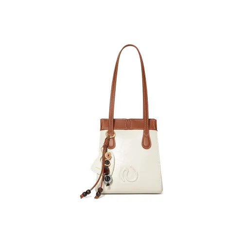 CNOLES Сумка через плечо из синтетической кожи стандартная женская кремово-белая кофейного цвета