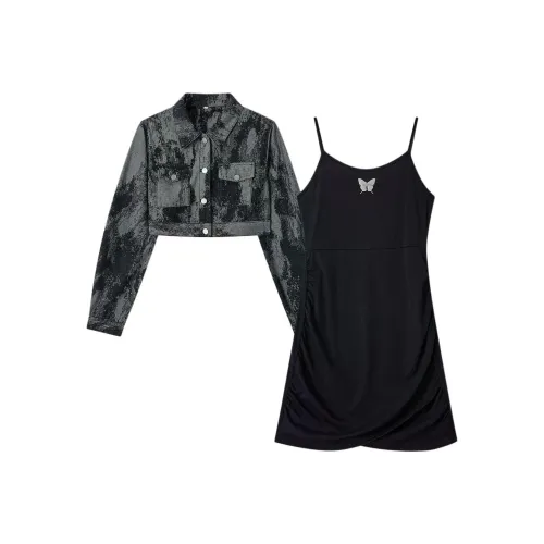 AIYIFU Черный Женские Комплекты с Юбкой