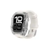 Ледниковый белый + белый фторкаучук, часы, полоска, серебряная пряжка