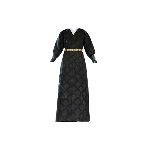 HUANLINGSI Черный Круглый вырез Сиреневый + Кожа Напульсник Мужской Ханьфу